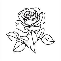 one line drawing of rose flower silhouette on white background vector