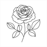 Single one line drawing of rose flower silhouette on white background vector