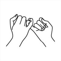 Single one line Single line one line art Hand drawn pinky promise concept line art silhouette white background vector