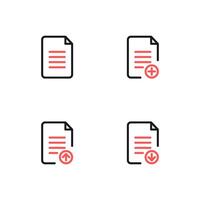File icon set. Add file, Upload file, Download file icon. Document icon set. vector