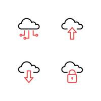 Cloud computing icon set. Cloud network, Upload, Download and Security icon set. Icon set. vector