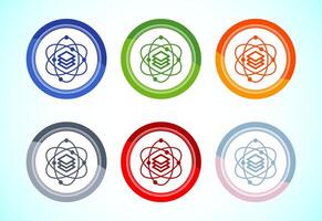 Data science icon illustration. digital tech icon, 6 color button design set vector