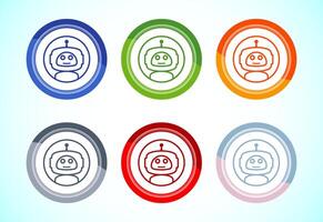 AI assistant icon design illustration. Digital or virtual assistant sign, 6 color button design set vector