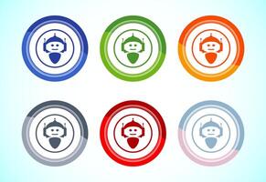 AI assistant icon illustration. Digital or virtual assistant sign, Robot icon, 6 color button design set vector