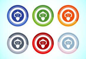 AI assistant icon design. Digital or virtual assistant sign, Robot icon, 6 color button design vector
