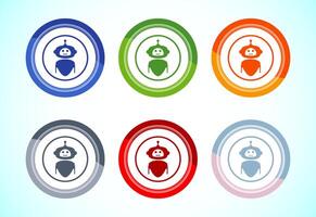 AI assistant icon. Digital or virtual assistant sign, Robot icon, 6 color button design set vector