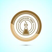 Additives free icon design illustration. No additives symbol for food packaging, Gold color button design vector