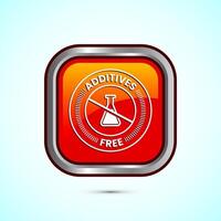 Additives free icon design illustration. No additives symbol for food packaging, Orange color square button design vector