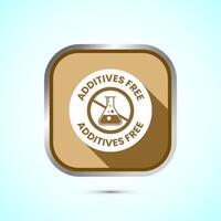 Additives free icon design illustration. No additives symbol for food packaging, Gold shadow button design vector