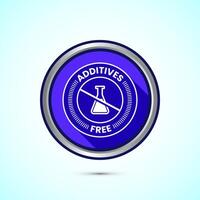 Additives free icon design illustration. No additives symbol for food packaging, Blue shadow button design vector