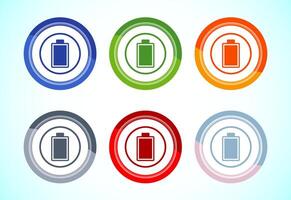 Battery icon design illustration, Battery charging sign, 6 color button design set vector