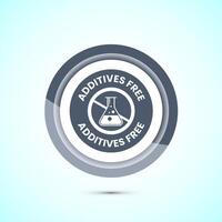 Additives free icon design illustration. No additives symbol for food packaging, Gray color button design vector