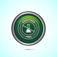 Additives free icon design illustration. No additives symbol for food packaging, Green color round button design vector