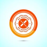 Additives free icon design illustration. No additives symbol for food packaging, Orange color button design vector