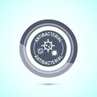 Antibacterial icon design illustration, symbol for product packaging, Gray color button design vector