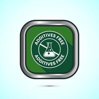 Additives free icon design illustration. No additives symbol for food packaging, Green shadow button design vector