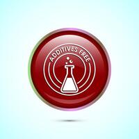 Additives free icon design illustration. No additives symbol for food packaging, Red color round button design vector