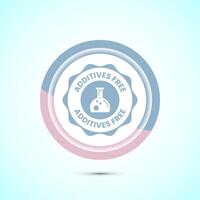 Additives free icon design illustration. No additives symbol for food packaging, Pastel color button design vector
