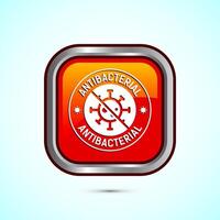 Antibacterial icon design illustration, Hygiene label symbol for product packaging, Orange color square button design vector