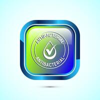 Antibacterial icon design illustration, Hygiene label symbol for product packaging, Glossy square button design vector