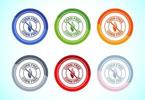 Corn free icon design illustration. allergens, Food Intolerance. 6 color button design set vector