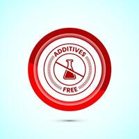 Additives free icon design illustration. No additives symbol for food packaging, Red color button design vector