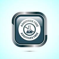 Additives free icon design illustration. No additives symbol for food packaging, Gray color square button design vector