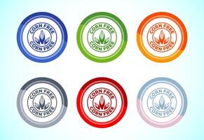 Corn free icon design. allergens, Food Intolerance. 6 color button design set vector