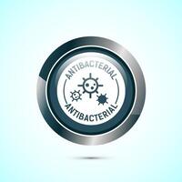Antibacterial icon design illustration, symbol for product packaging, Gray color round button design vector