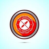 Additives free icon design illustration. No additives symbol for food packaging, Orange shadow button design vector