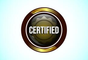 Certified button design illustration, Certified sign suitable for mobile app, and website UI design vector