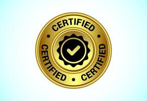 Certified button illustration, Certified sign suitable for mobile app, and website UI design vector