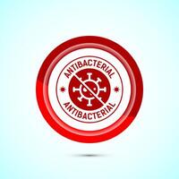 Antibacterial icon design illustration, Hygiene label symbol for product packaging, Red color button design vector