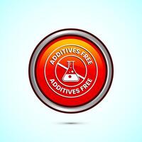 Additives free icon design illustration. No additives symbol for food packaging, Orange color round button design vector