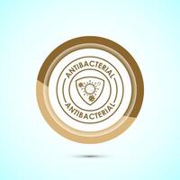 Antibacterial icon design illustration, Hygiene label symbol for product packaging, Gold color button design vector