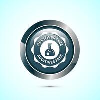 Additives free icon design illustration. No additives symbol for food packaging, Gray color round button design vector