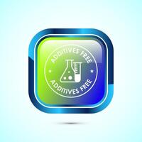Additives free icon design illustration. symbol for food packaging, Glossy square button vector