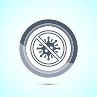 Antibacterial icon design illustration, Hygiene label symbol for product packaging, Gray color button design vector