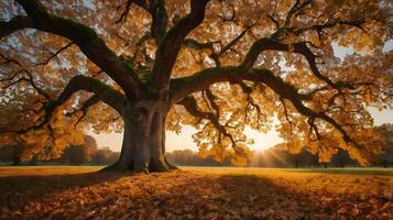 A photo majestic oak tree in autumn