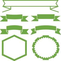 Ribbon elements set. Starburst label. Vintage. Modern simple flat ribbons collection Colorful vector