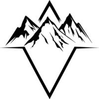 silhouette mountains in grayscale sketch hand drawn style isolated on white background. Design element for, cover, banner. vector