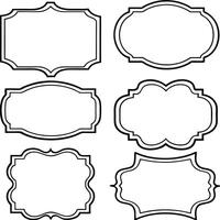 Set of simple line art frames with double stroke. Easily editable vector
