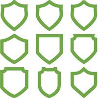 Set of shield icon. Collection of security shield icons. Protect shield security line icons. Badge quality symbol, sign, logo or emblem. vector