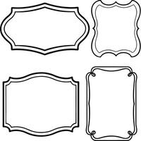 Set of simple line black frames with double stroke. Easily editable. vector