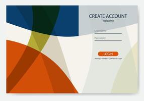 Flat design landing page. Login form user interface template. vector