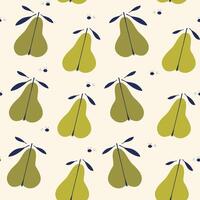 Simple juicy pears seamless pattern illustration. Aesthetic groovy pear fruit design for print vector