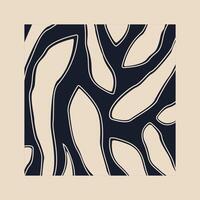 Boho home decor of lines in neutral colors. Aesthetic minimalist print with leaf in modern style vector