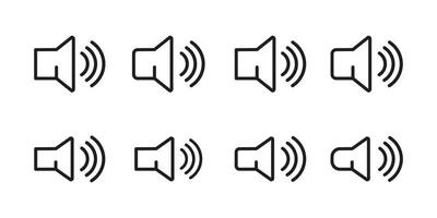 Sound volume icons set with thin line. volume symbol, speaker sign, t increases and reduces the sound. icon . sound symbol. vector