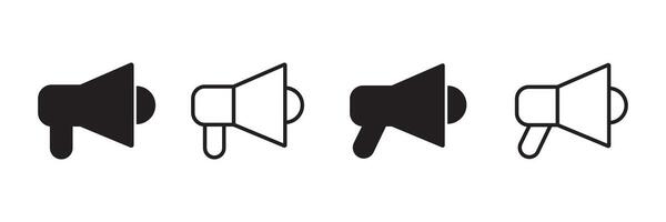 Megaphone icon set. Loudspeaker sign and symbol. Marketing megaphone sign. Loud speaker Announcement sign isolated set on white background. vector
