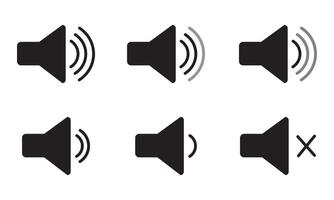 Sound volume icons set with different signal levels. Sound icon, volume symbol, speaker sign, an icon that increases and reduces the sound icon. sound symbol. vector